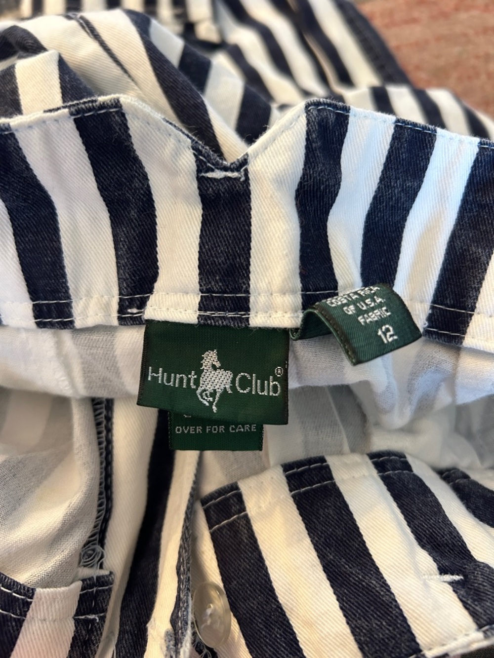 Vintage Hunt Club Navy and White Striped High Waist Shorts - Picture 5 of 5
